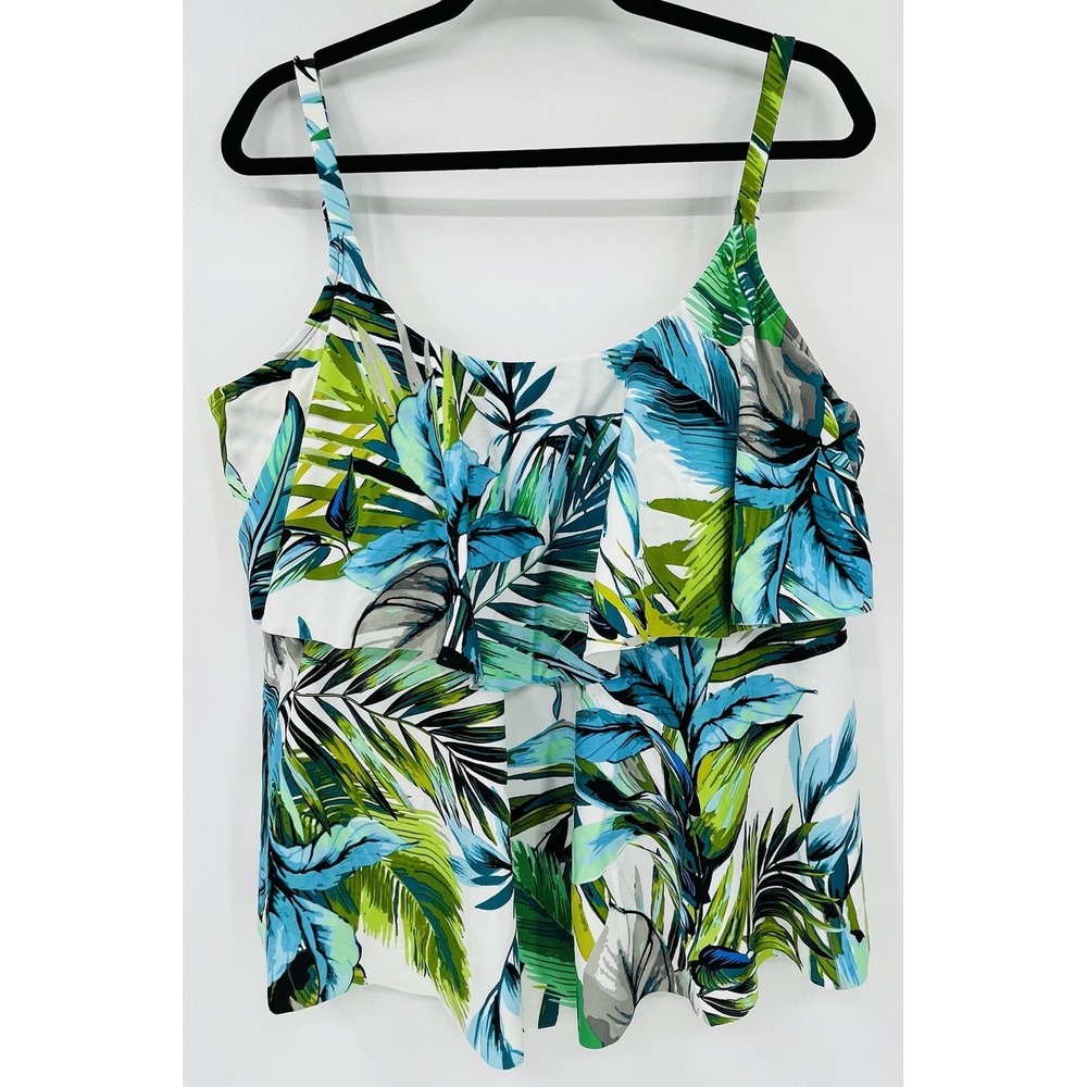 Maxine of Hollywood Tankini Swim Suit Top Tropical Adjustable Straps 40" Bust